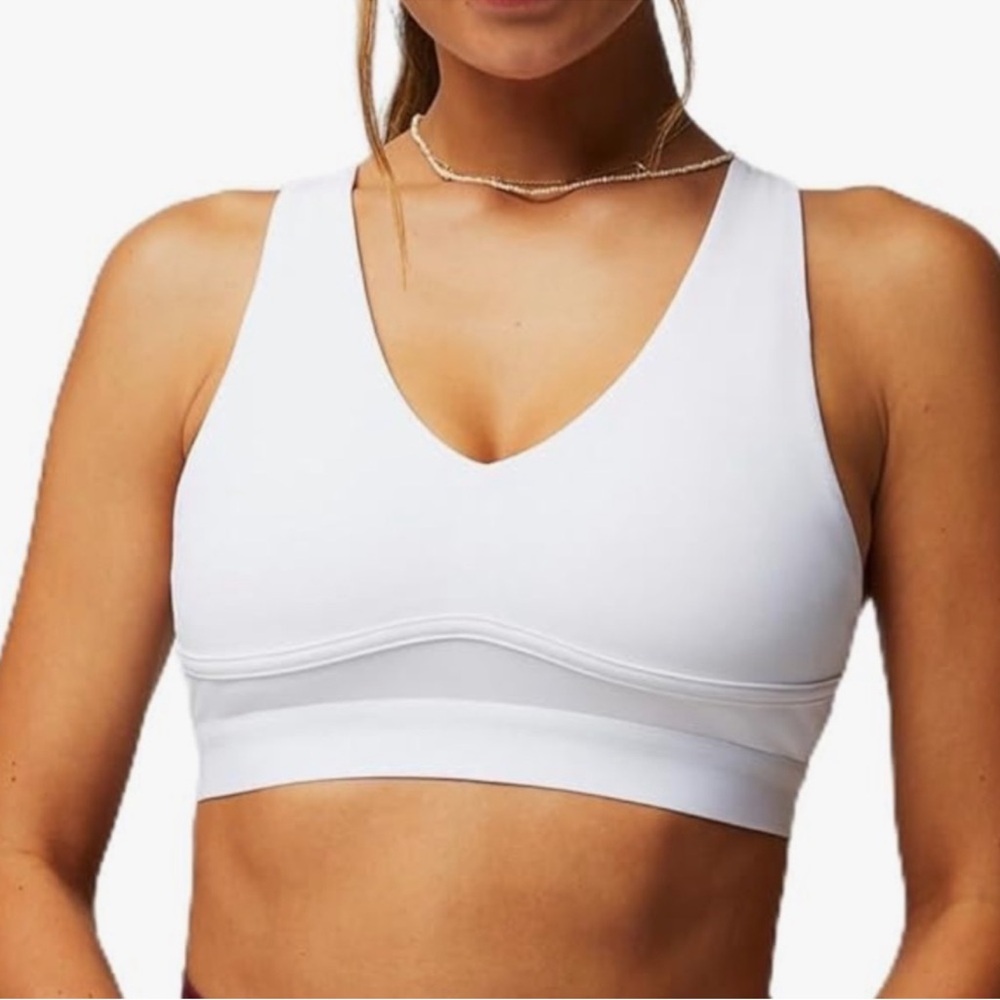 Fabletics White All Day Every Day Adjustable Bra/V-Neck Sports Bralette NWT